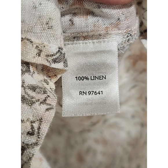 J. Jill Linen Blouse Womens XL Button-up  Long Sleeve, Floral Print‎ 100% Linen - Picture 4 of 9